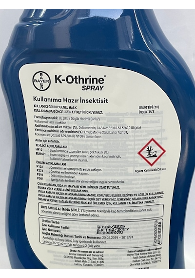 K-othrine 500 Ml 2 Adet Hazır Haşere Öldürücü Karınca Hamam Böceği Sinek Pire Etkili Kokusuz