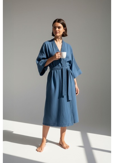 Jojomia Lavinia Uzun Kollu Kadın Sabahlık / Kimono Denım