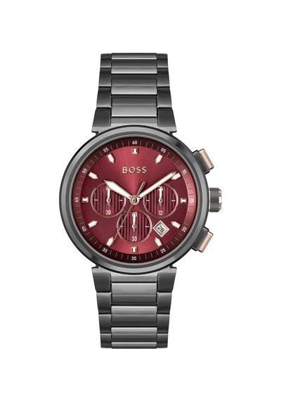 Hugo Boss HB1514000 Çelik Gri Kırmızı Kadran 44 mm Erkek Kol Saati