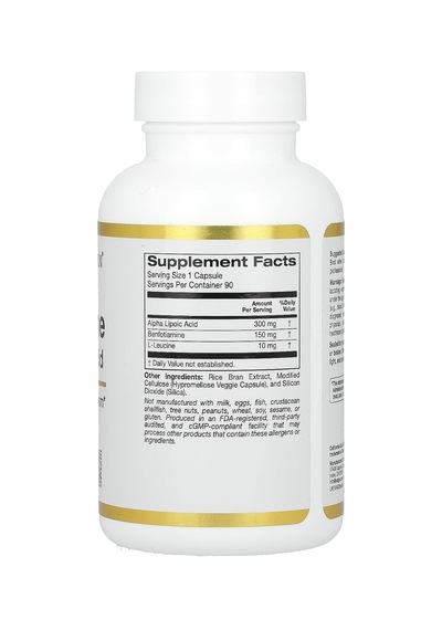 California Gold Nutrition Benfotiamine + Alpha Lipoic Acid And