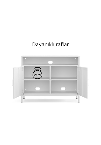 Pera Tv Ünitesi, Tv Dolabı,2 Kapaklı, Açık Raflı 100,50 X 40 X 79,50 Cm Ral 9016 Beyaz Pera Tv Ünitesi, Tv Dolabı,2 Kapaklı, Açık Raflı 100,50 X 40 X 79,50 Cm Ral 9016 Beyaz