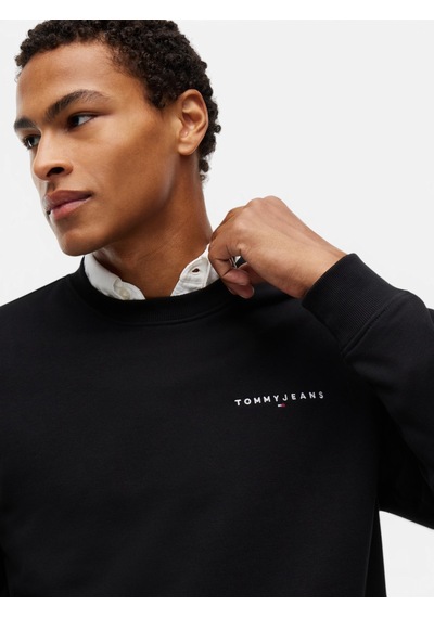 Tommy Hilfiger Tjm Reg Lınear Crew Ext Erkek Siyah Sweatshirt - Dm0dm20249