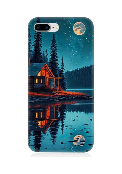 Apple Uyumlu iPhone   8 Plus Göl Evi Desenli Silikon Kılıf