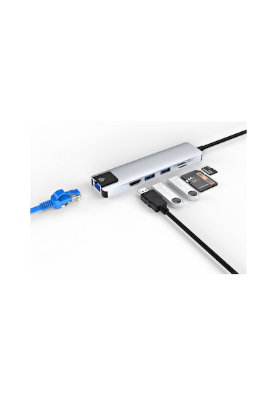 Smartgift 6 Port USB Hub Type-C Ethernet/HDMI USB 3.0 Çoklayıcı Adaptör