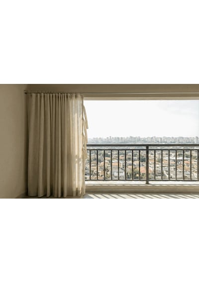 Ceylan Home Balkon Perdesi Bağcıklı Halkalı Ölçü Seçenekli Krem Krem
