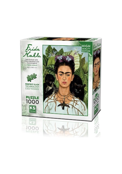 20665 Diken Kolye Ve Sinek Kuşlu Kendi Portresi Frida Kahlo 1000 Parça Puzzle Standart