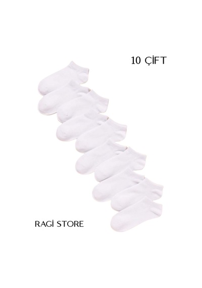 Ragi Store Unisex Patik Çorap 10 Çift Beyaz