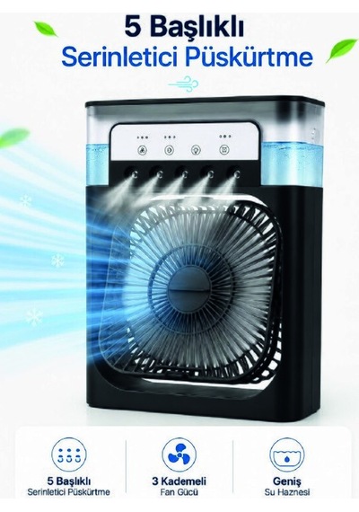 Püskürtmeli Masaüstü Fan 5 Başlıklı Serinletici, 600 Ml Su Haznesi, 3 Kademe Fan, Type-c Bağlantı 9M938ATDiğer