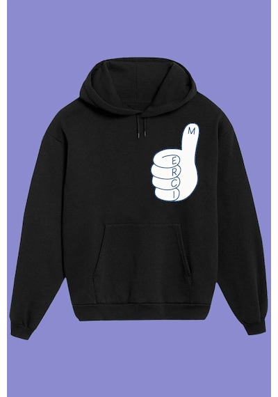 Startmore Unisex Beyaz Merci Baskılı Sweatshirt Siyah