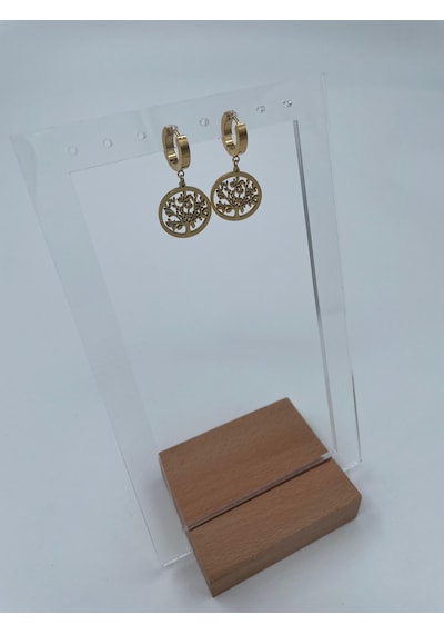 Xbaby Hayat Ağacı Gold Çelik Küpe Gold