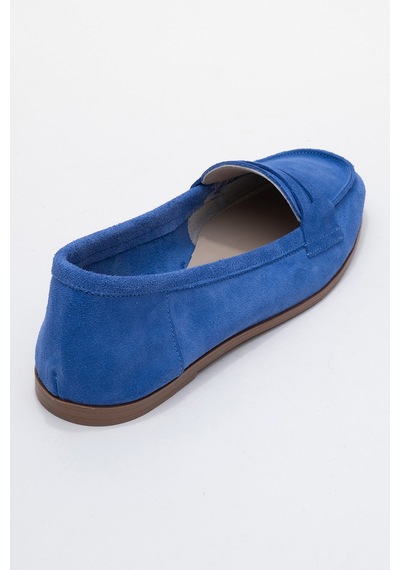 Luvishoes Luvi Shoes F02 Mavi Süet Hakiki Deri Kadın Loafer Ayakkabı Mavi