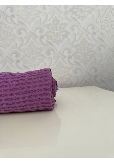 Premium %100 Pamuk Tek Kişilik Yazlık Pike, Yatak Örtüsü, Terletmez Kumaş Mor Renk 160x240cm Mor