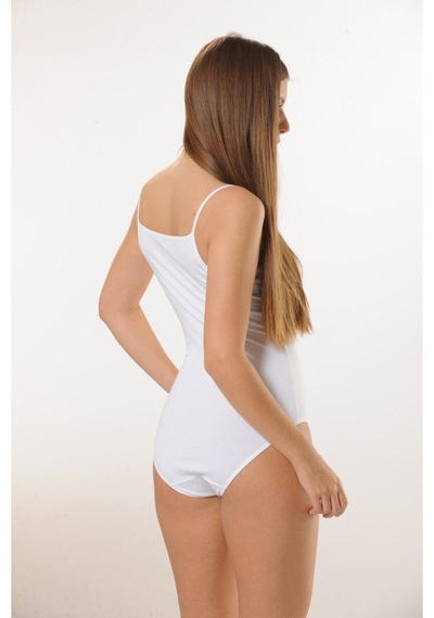 Hmd 3001 Pamuk İnce Askılı Çıtçıtlı Body - Beyaz Beyaz
