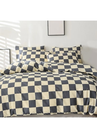 Tek Kişilik Nevresim Takımı 160x220cm 2 Yastık Kılıfı Lastikli Çarşaflı 120x200+30 Siyah
