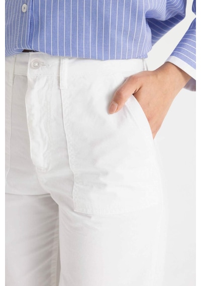 Defacto Wide Leg Geniş Bol Paça Cepli Beyaz Basic Düz Gabardin Pantolon C4528AX24SMWT83 Beyaz