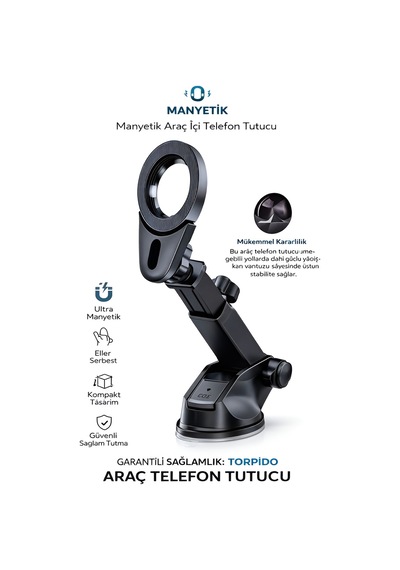 Araç İçi Magsafe Telefon Tutucu Ayarlanabilir, Torpido Üstü, Ul