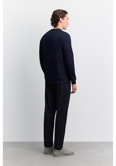 Avva Erkek Lacivert Bisiklet Yaka Kolay Ütülenen Regular Fit Sweatshirt B001035