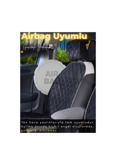 Audi Q5 Uyumlu 2'li Süet Oto Koltuk Minderi Terletmez Universal Su Geçirmez A2 Siyah