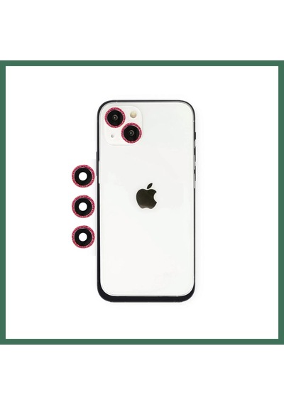 En-cag Apple Uyumlu iPhone 14 Uyumlu Shine Kamera Lens - Kırmızı Bss