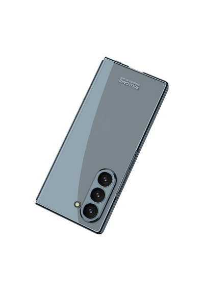 Samsung Uyumlu Galaxy Z Fold 6 Kılıf Cherena Full Camlı Kıpta Kılıf Mavi