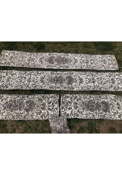 El İşi Otantik İşlemeli Boncuklu Taşlı Kadife Masa Koltuk Örtüsü Takımı 5 Parça 004