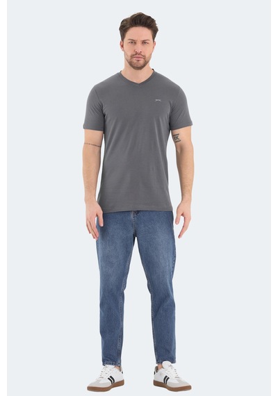 Slazenger Rıvaldo Erkek V Yaka Koyu Gri Tişört Koyu Gri