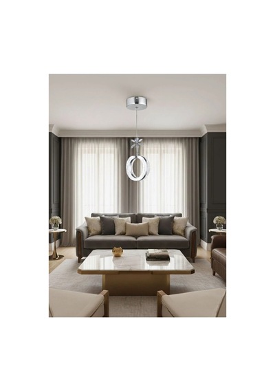 LumiaLighting Aurea Model Gümüş 3 Renk Modu Ledli Kristal Taşlı Modern Salon Mutfak Oturma Çocuk Odası Led Avize