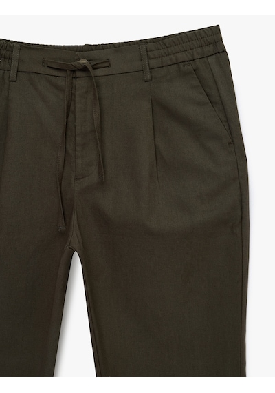 Koton Regular Fit Beli Lastikli Düğmeli Düz Paça Keten Karışımlı Chino Yazlık Pantolon Haki 6sam40003hw Koton Regular Fit Beli Lastikli Düğmeli Düz Paça Keten Karışımlı Chino Yazlık Pantolon Haki 6sam40003hw