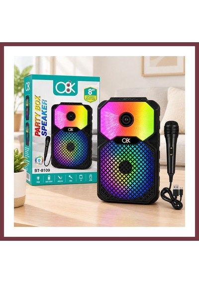 Storeşahin 8 İnç Bluetooth Mikrofonlu Karaoke Hoparlör Şarjlı, Rgb Shn0720