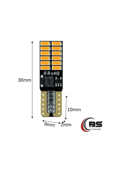Çok Güçlü T10 Turuncu Dipsiz Led Ampul 24 Led Smd Canbus   12V