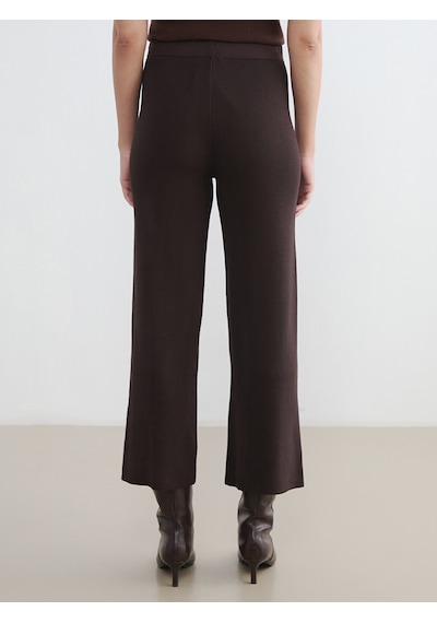 Lcwaıkıkı Classic Kahverengi Beli Lastikli Geniş Paça Kadın Triko Pantolon