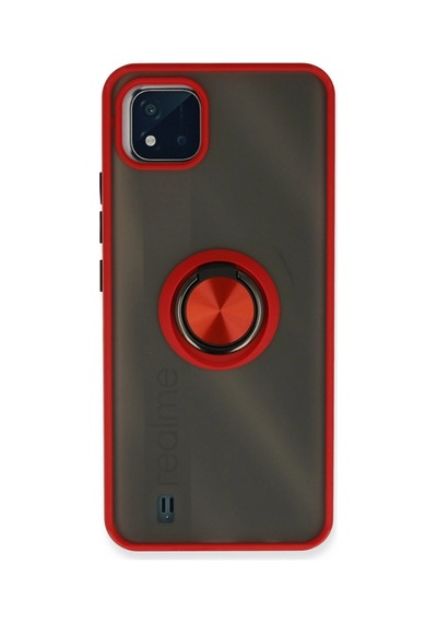 Realme C11 2021 Kılıf Montreal Yüzüklü Silikon Kapak - Kırmızı 0.2M-Çok Renkli
