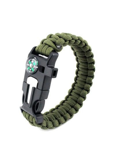 Kampçılık 9595 Pusulalı & Magnezyum Çubuklu Paracord Bileklik Haki