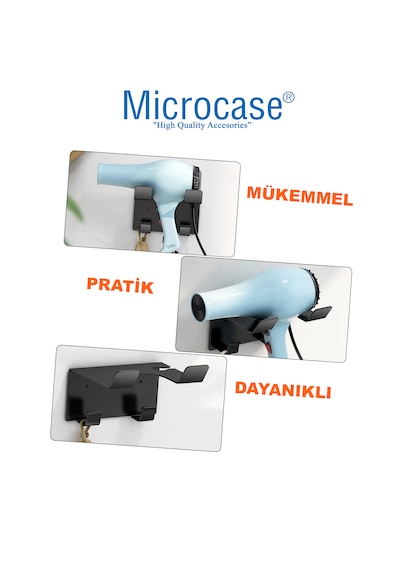 Saç Kurutma Fön Makinesi Tutucu Stand Banyo Organizeri Al4557 Siyah