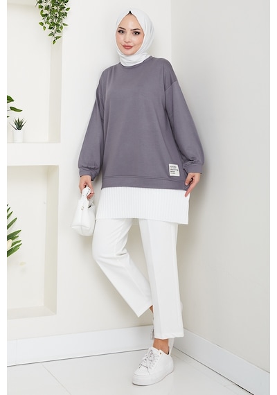 Bestenur Arma Detay Piliseli Oysho Tunik 1627 - Antrasit Antrasit