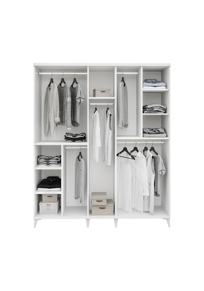 GuneyStore Milano 5 Kapaklı Komple Mdf Beyaz Gardırop