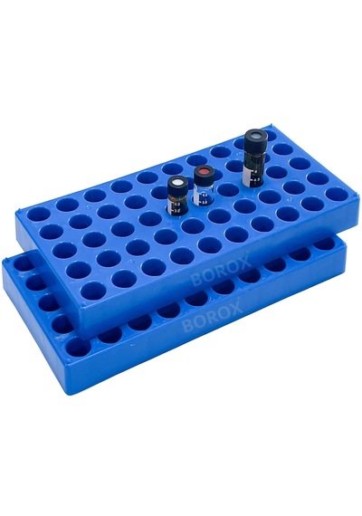 Borox Vial Standı 4 Ml Vialler İçin - 50 Delikli - Mavi - Tüplük