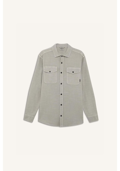 DeFacto %100 Pamuk Regular Fit Polo Yaka Basic Düz Uzun Kollu Gömlek B2654AX25SPBG170