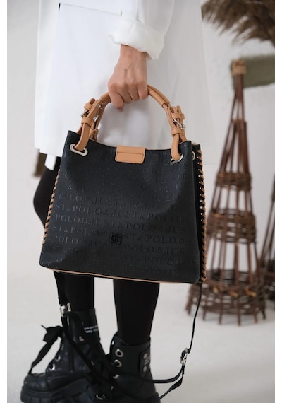 Just Polo Kadın Büyük Boy El Ve Omuz Çantası Siyah - Camel 85828208