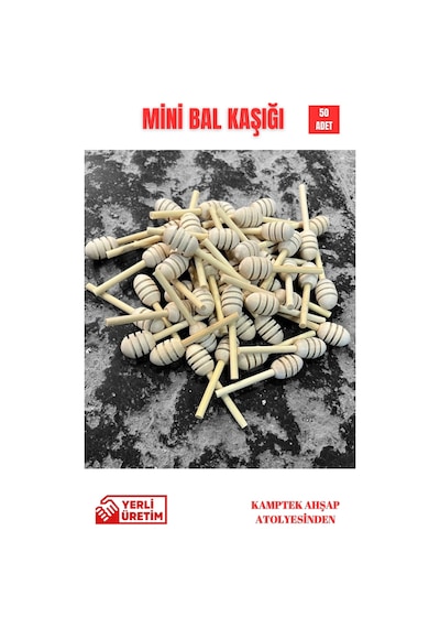 Kamptek Ahşap Atölyesinden Mini Bal Kaşığı Magnet Nikah İçin Kullanım 6 Cm 50 Adet Ahşap