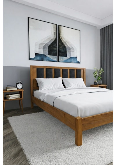 Renazzo Ori On Siyah Puf Başlıklı Masif Ahşap Karyola Ceviz 90x190 Ceviz - 90 X 190 Renazzo Ori On Siyah Puf Başlıklı Masif Ahşap Karyola Ceviz 90x190 Ceviz - 90 X 190