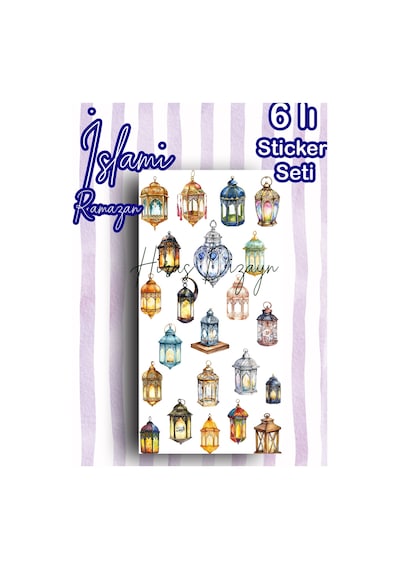 6’lı Ramazan ve İslami Ayet Temalı Sticker Seti Ajanda Scrapbook Kolaj