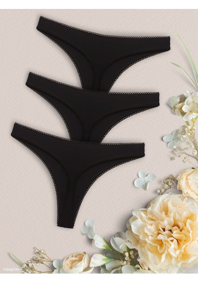 Liona 3 Lü Paket Siyah Renk Kadın G String