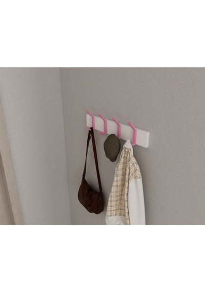 Hepsi3boyutlu Modern Duvar & Kapı Kanca Askılık - 4 Adet Pembe Kanca Askılık - Model No : 1 Pembe