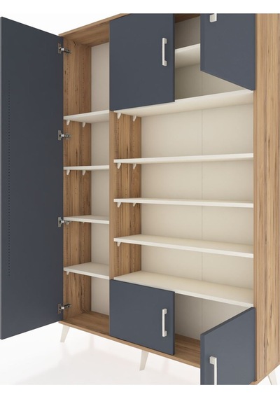 Arges Dolap 10 Raflı 5 Kapaklı 132x30x195 Çam-antrasit/aytaşı Çam Arges Dolap 10 Raflı 5 Kapaklı 132x30x195 Çam-antrasit/aytaşı Çam