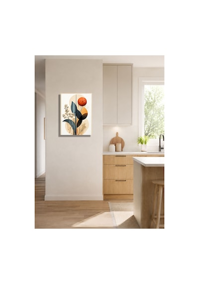 Modern Botanik Ve Geometrik Metal Tablo - Soyut Duvar Dekoru, Metal Poster Wall Art Çok Renkli - 923217010 Çok Renkli - 923217010 Çok Renkli