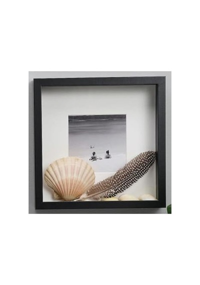 Ahşap Fotoğraf Çerçevesi, Siyah Renk, 25x25 Cm Açık Bej