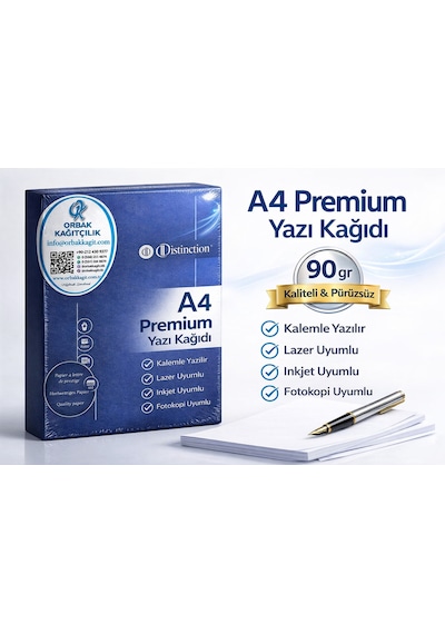 A4 Kağıt 90 Gr 100 Adet Premium Yazıcı Ve Kalem Uyumlu Ofis Kağıdı