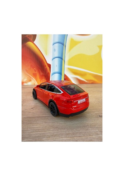 Tesla Model X Diecast Model Araba Kırmızı 12cm Açılan Kapılar Tesla Elektrikli Model Araba