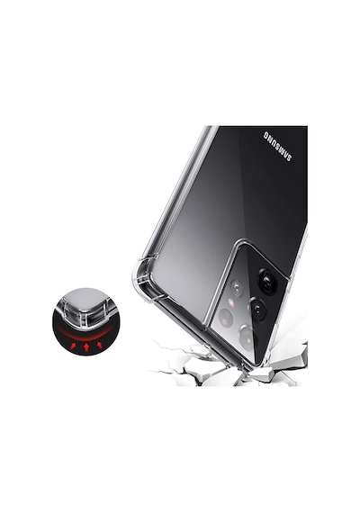 Sm Galaxy Uyumlu S21 Ultra - S30 Ultra Shockproof Darbe Emici Silikon Kılıf- 5775 Şeffaf